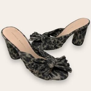 Loeffler Randall Penny Pleated Knot Mule Slip On Sandal Leopard 7 Women’s